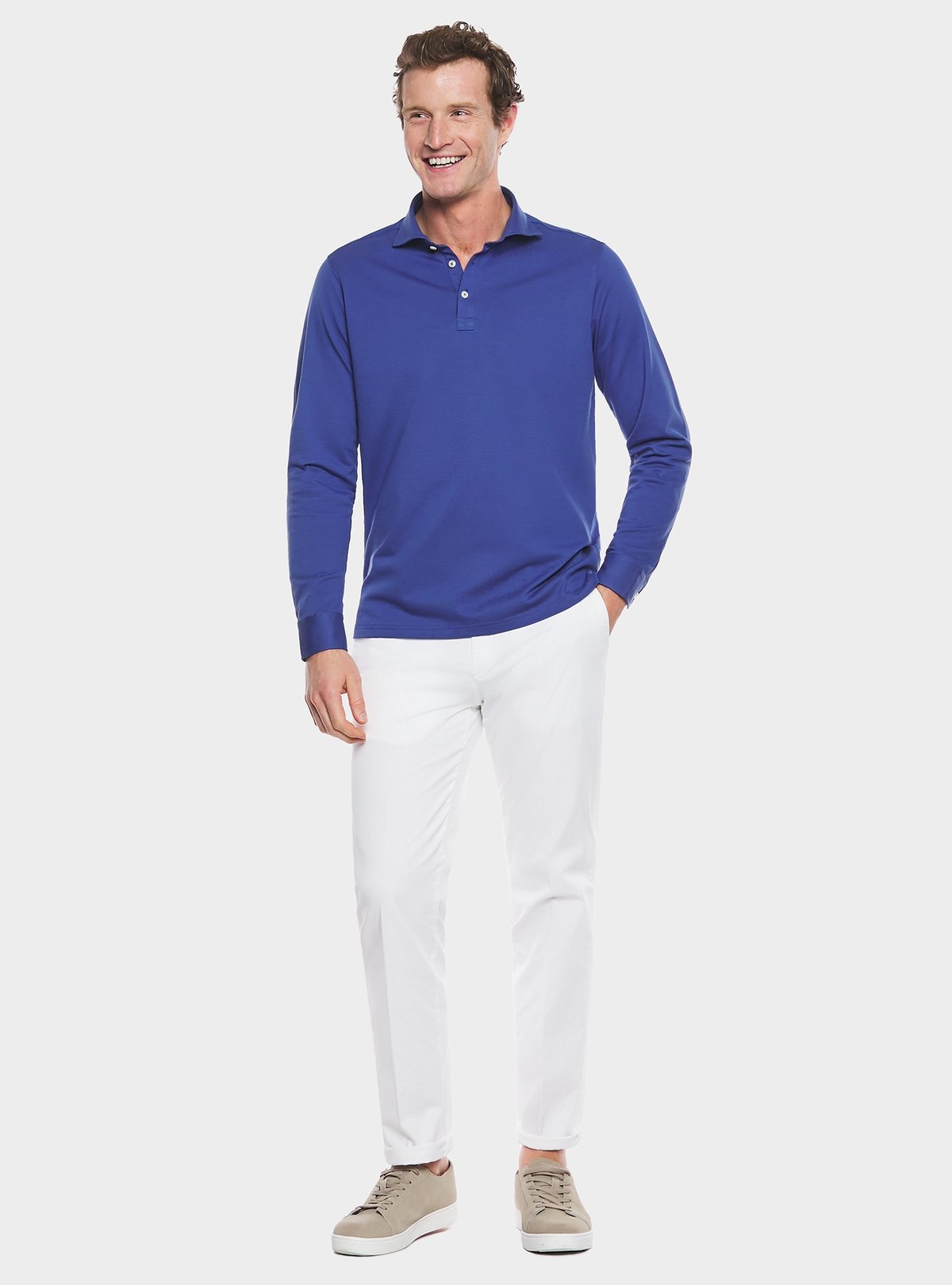 Polo in puro cotone piquet manica lunga