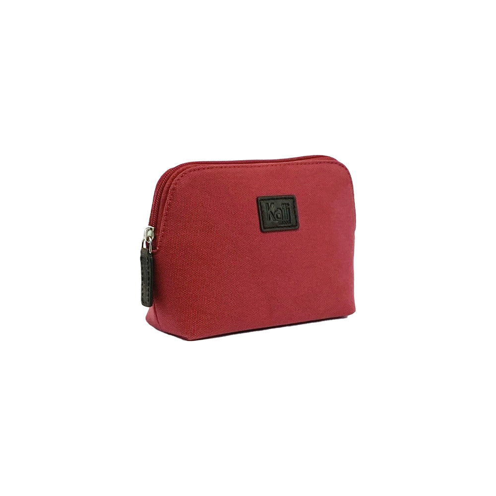 K0026XB | Women's Clutch Bag in Canvas/Genuine Full-Grain Volanata Leather - Bordeaux/Dark Brown Color. Zip closure. Dimensions: 17 x 13 x 6.5 cm - Packaging: Non-woven bag