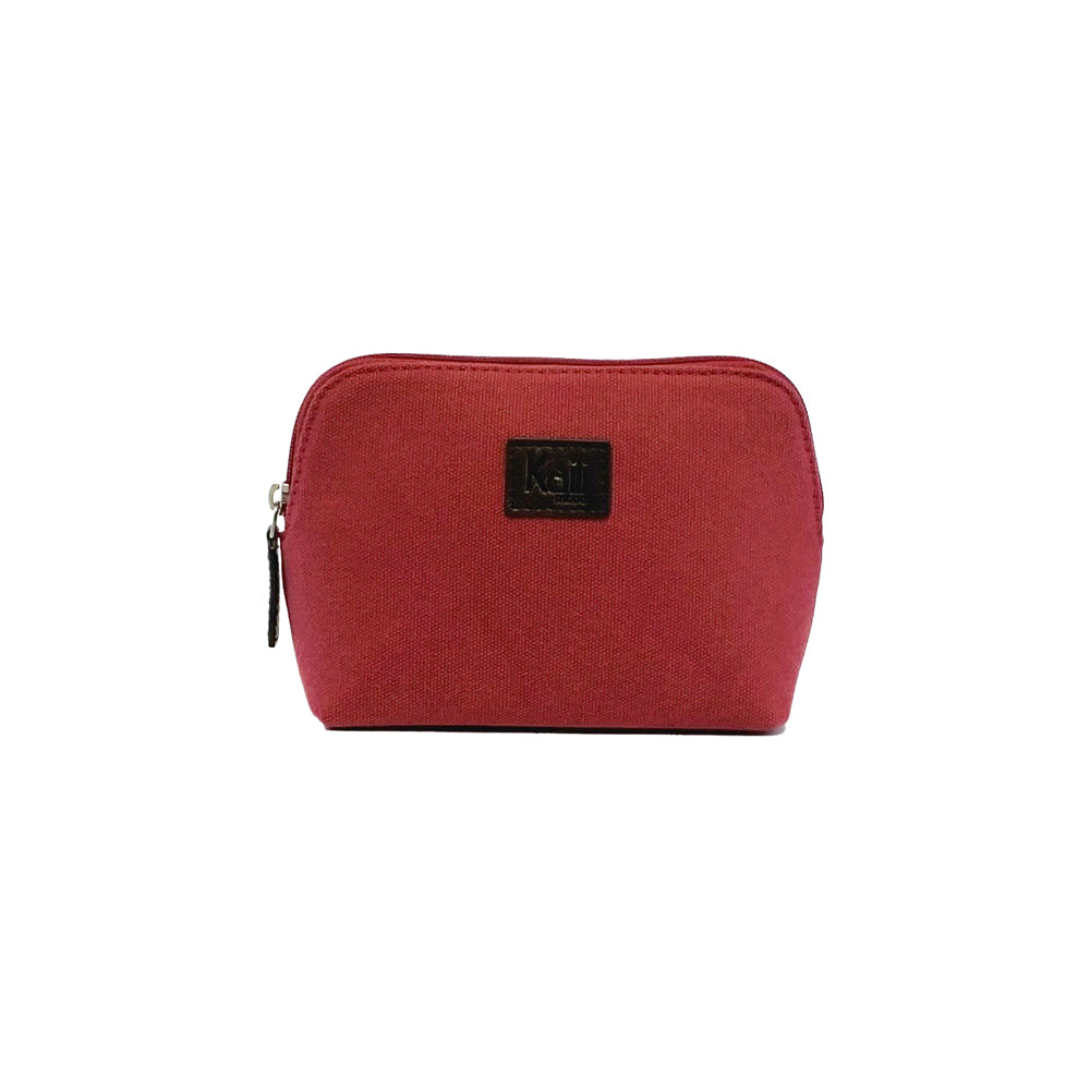 K0026XB | Women's Clutch Bag in Canvas/Genuine Full-Grain Volanata Leather - Bordeaux/Dark Brown Color. Zip closure. Dimensions: 17 x 13 x 6.5 cm - Packaging: Non-woven bag