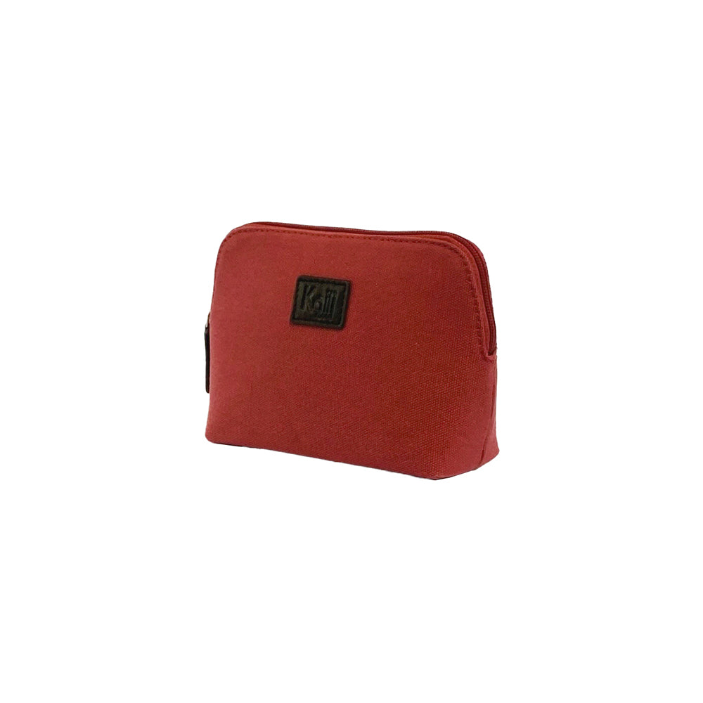 K0026XB | Women's Clutch Bag in Canvas/Genuine Full-Grain Volanata Leather - Bordeaux/Dark Brown Color. Zip closure. Dimensions: 17 x 13 x 6.5 cm - Packaging: Non-woven bag