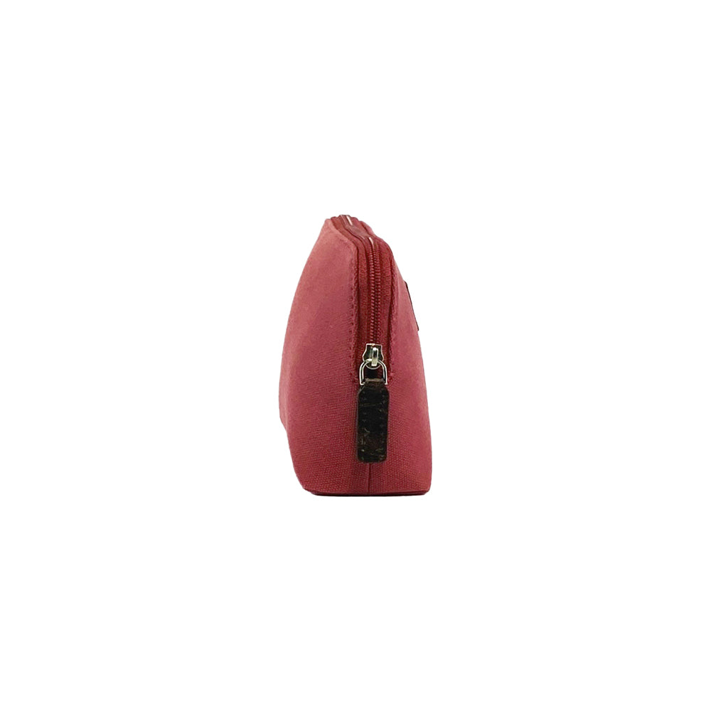 K0026XB | Women's Clutch Bag in Canvas/Genuine Full-Grain Volanata Leather - Bordeaux/Dark Brown Color. Zip closure. Dimensions: 17 x 13 x 6.5 cm - Packaging: Non-woven bag