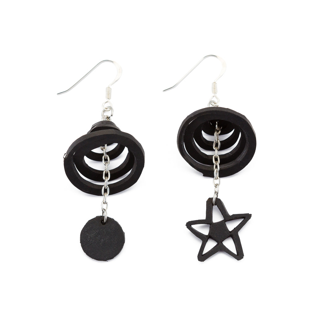 Mars & Venus Unique Recycle Rubber Earrings