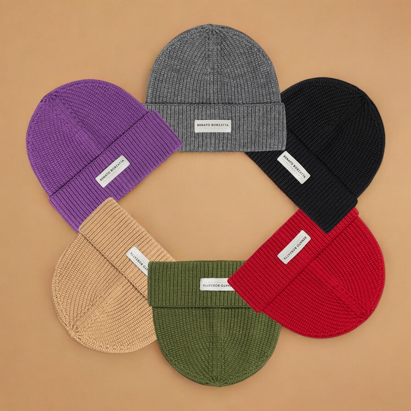 RB5003Y | CERVINO Wool Blend Knit Hat Made in Italy. Purple - One Size