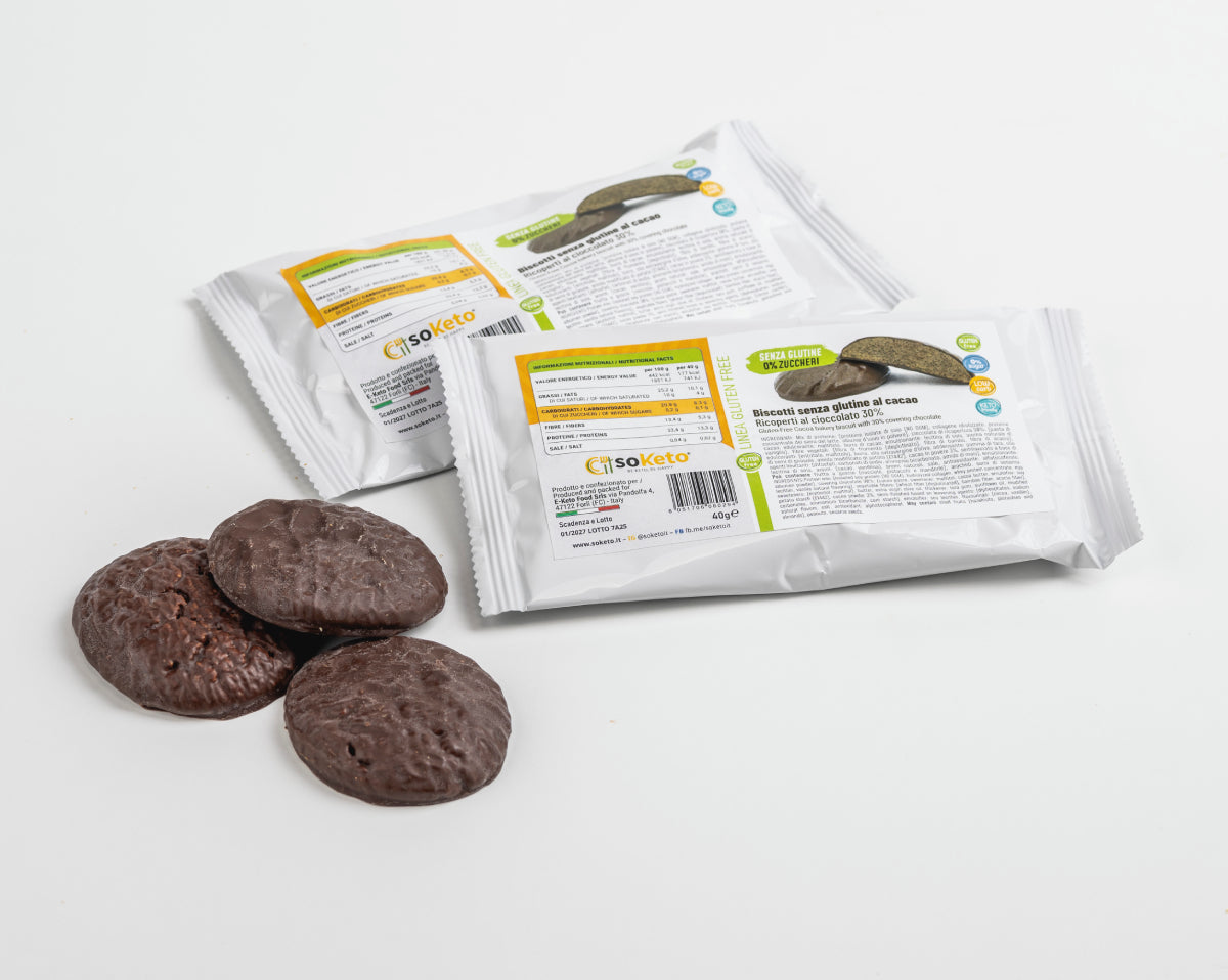 KETO GLUTEN-FREE biscuits cocoa covered chocolate 0% sugar