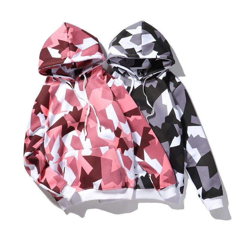 Camouflage Hooded Sweatshirts Fashion Mens Streetwear Hip Hop Skateboard Fleece Hoodies Autumn Casual Camo