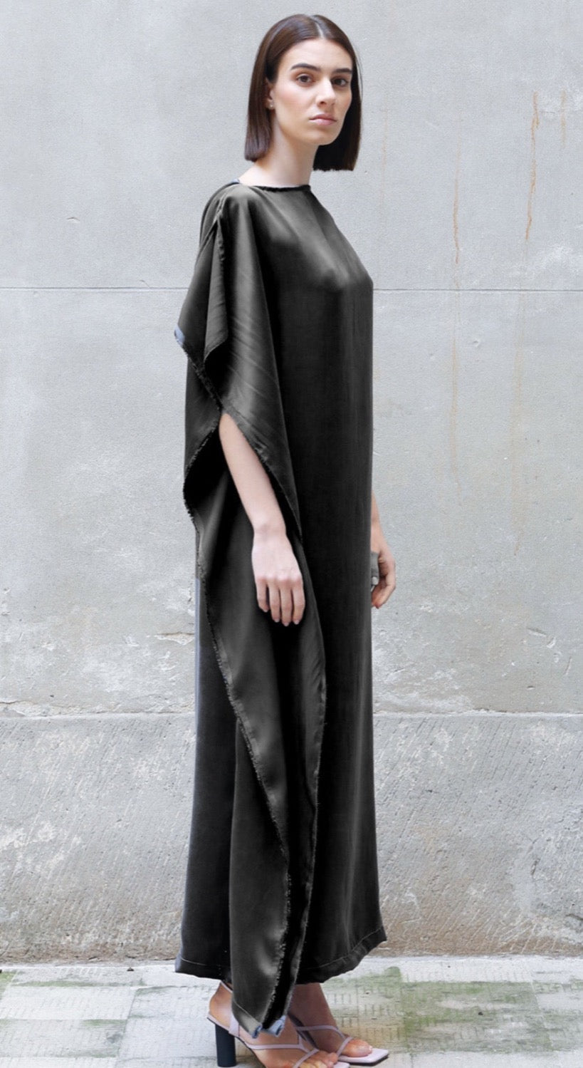 Sleeveless Bemberg Draped Maxi Dress-1