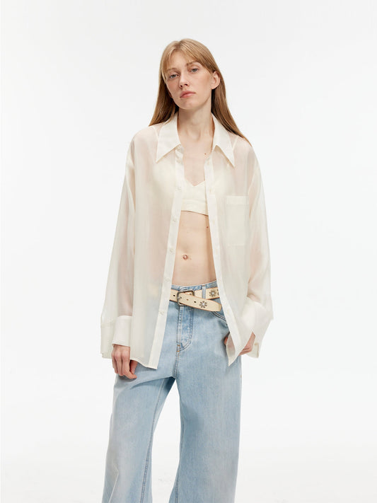 Wave Relaxed Cupro-Amino Sun-Proof Shirt“Hazy Spring”-0