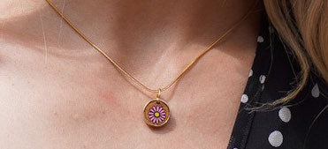 Aster Flower Recycled Wooden Necklace