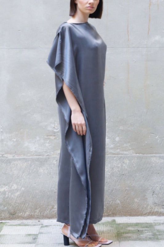 Sleeveless Bemberg Draped Maxi Dress-0