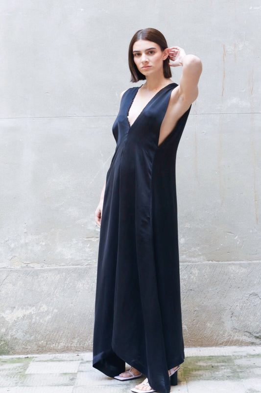 Sleeveless Bemberg Maxi Dress-0