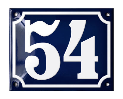 Blue Enamel House Number 51-100 In Stock