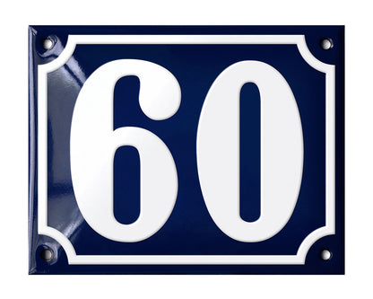 Blue Enamel House Number 51-100 In Stock