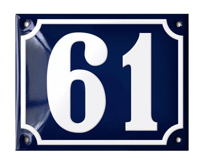Blue Enamel House Number 51-100 In Stock