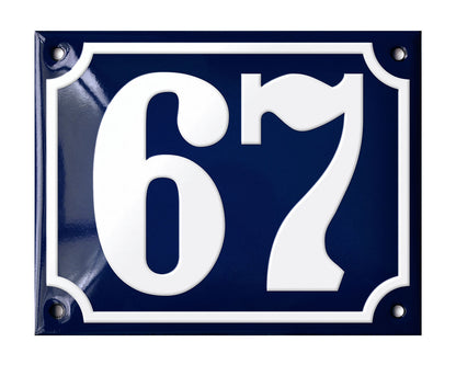 Blue Enamel House Number 51-100 In Stock