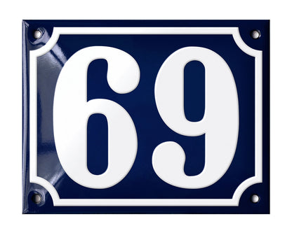Blue Enamel House Number 51-100 In Stock