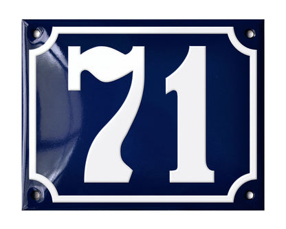 Blue Enamel House Number 51-100 In Stock