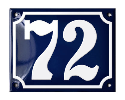 Blue Enamel House Number 51-100 In Stock