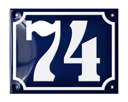 Blue Enamel House Number 51-100 In Stock