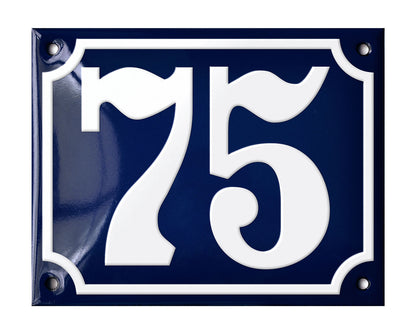 Blue Enamel House Number 51-100 In Stock