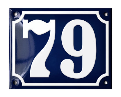 Blue Enamel House Number 51-100 In Stock