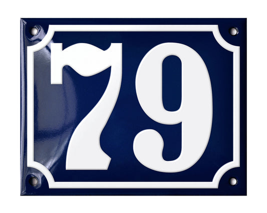Blue Enamel House Number 51-100 In Stock