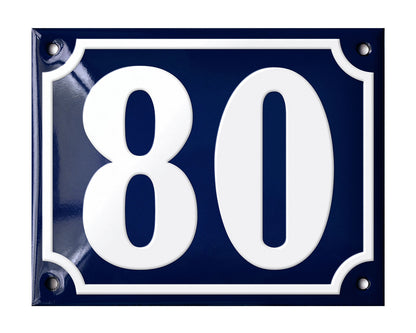 Blue Enamel House Number 51-100 In Stock