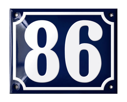 Blue Enamel House Number 51-100 In Stock