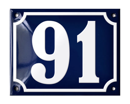 Blue Enamel House Number 51-100 In Stock