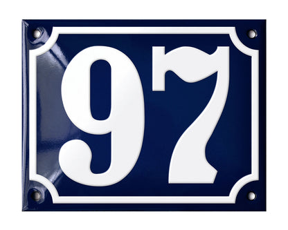 Blue Enamel House Number 51-100 In Stock