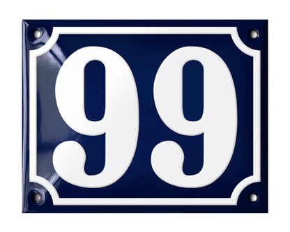 Blue Enamel House Number 51-100 In Stock