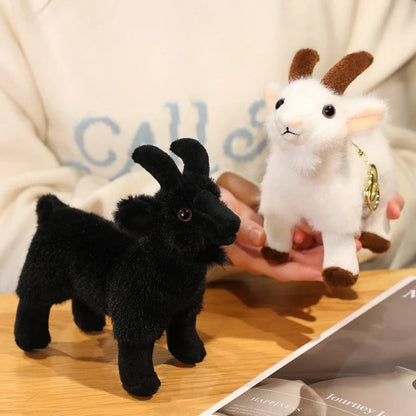 18cm Plush Black White Goat Pendant Toy-0