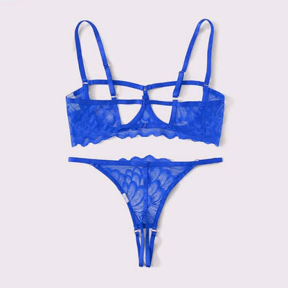 2-Piece Peek-a-boo Bra and Crotchless G-String Set - S/M/L/XL-2