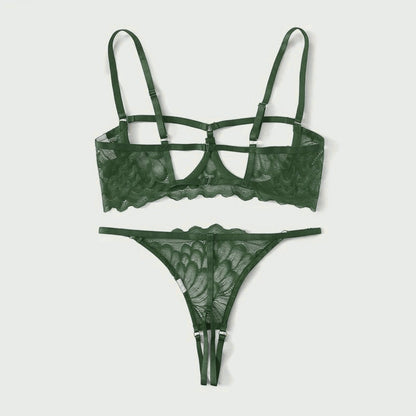 2-Piece Peek-a-boo Bra and Crotchless G-String Set - S/M/L/XL-3