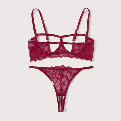 2-Piece Peek-a-boo Bra and Crotchless G-String Set - S/M/L/XL-4