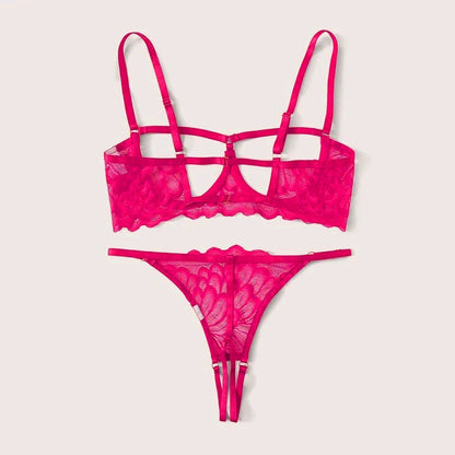 2-Piece Peek-a-boo Bra and Crotchless G-String Set - S/M/L/XL-5