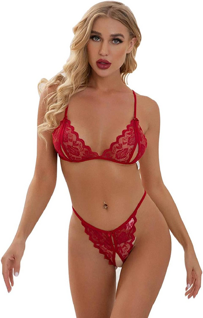 2-Piece That Is Rich Bra and Crotchless G-String Set - One Size-4