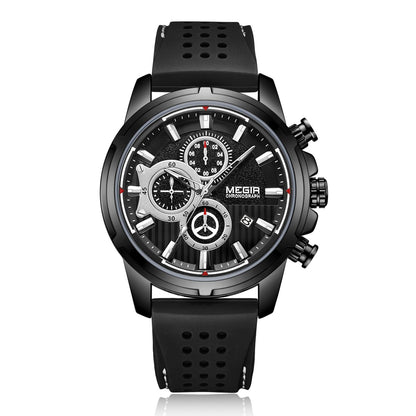 MEGIR Brand Luxury Sport Quartz Watch Silicone Chronograph Men Wristwatches Waterproof Male Calendar Clock Wrist Watch 2101