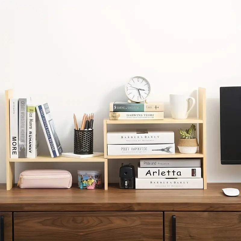 Rustic Wooden Multi-layer Desktop Storage Rack-4