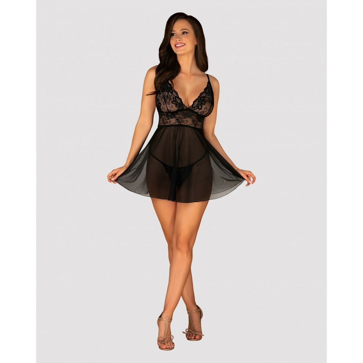 Imperia Babydoll & Thong S/M Obsessive Idillia babydoll Black-5