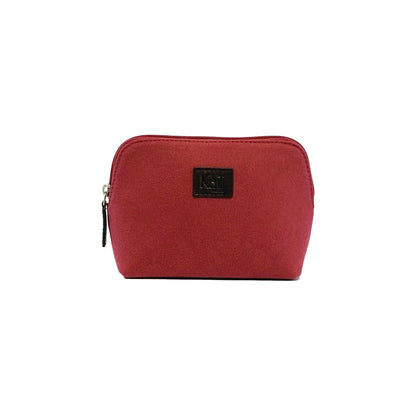 K0026XB | Women's Clutch Bag in Canvas/Genuine Full-Grain Volanata Leather - Bordeaux/Dark Brown Color. Zip closure. Dimensions: 17 x 13 x 6.5 cm - Packaging: Non-woven bag