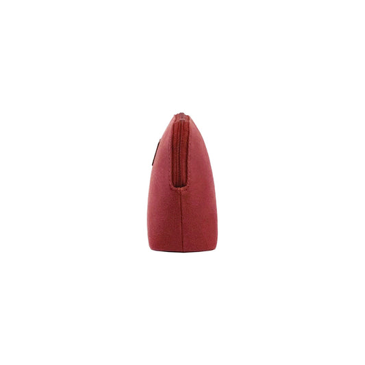 K0026XB | Women's Clutch Bag in Canvas/Genuine Full-Grain Volanata Leather - Bordeaux/Dark Brown Color. Zip closure. Dimensions: 17 x 13 x 6.5 cm - Packaging: Non-woven bag
