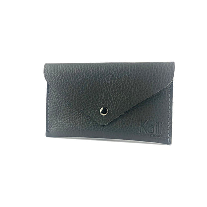 K0040FB | Flap pouch Made in Italy in genuine full-grain leather, dollar grain - Grey colour - Dimensions: 13 x 8 x 0.5 cm - Packaging: Rigid bottom/lid gift box