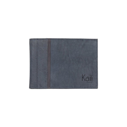 K12220DF | Portafogli Uomo in Vera Pelle pieno fiore, Naked. Colore Blu. Protezione RFID. Dimensioni da chiuso: cm 11,5 x 8,3 x 2. Confezione: Scatola regalo fondo/coperchio