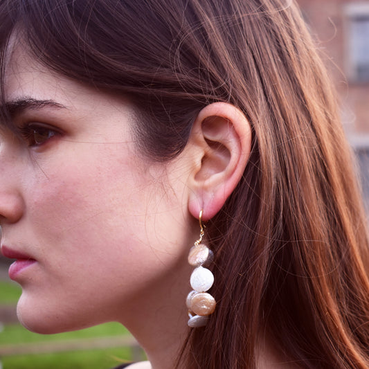 Pastel Pink freshwater pearl hoop earrings | by Ifemi Jewels