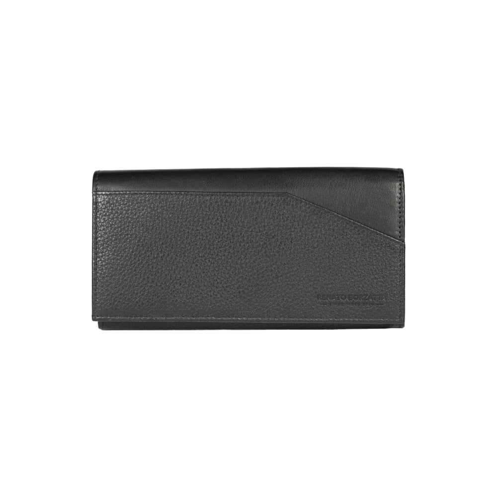 RB12129A | Portafogli Donna in Vera Pelle pieno fiore, grana dollaro/leggera. Colore Nero. Protezione RFID. Dimensioni da chiuso: cm 18,5 x 10 x 3. Confezione: Scatola regalo fondo/coperchio