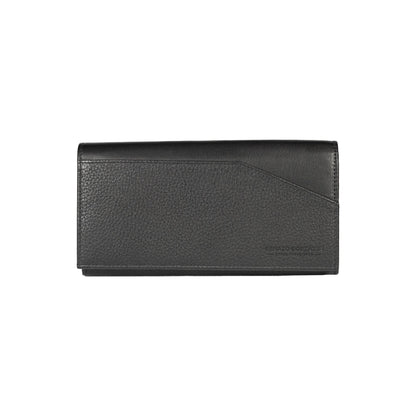 RB12129A | Portafogli Donna in Vera Pelle pieno fiore, grana dollaro/leggera. Colore Nero. Protezione RFID. Dimensioni da chiuso: cm 18,5 x 10 x 3. Confezione: Scatola regalo fondo/coperchio
