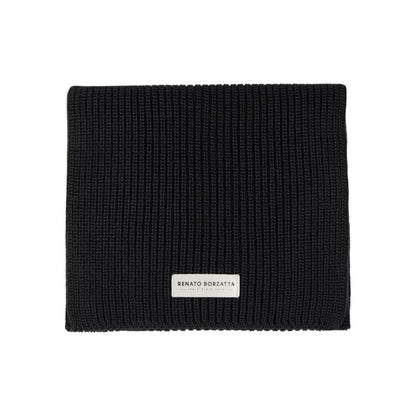 RB5002A | CERVINO Wool Blend Knit Scarf Made in Italy. Black - One Size