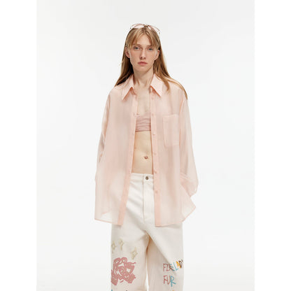 Wave Relaxed Cupro-Amino Sun-Proof Shirt“Hazy Spring”-5