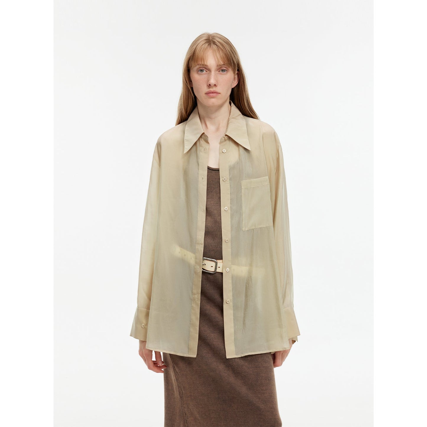 Wave Relaxed Cupro-Amino Sun-Proof Shirt“Hazy Spring”-7