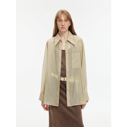 Wave Relaxed Cupro-Amino Sun-Proof Shirt“Hazy Spring”-7